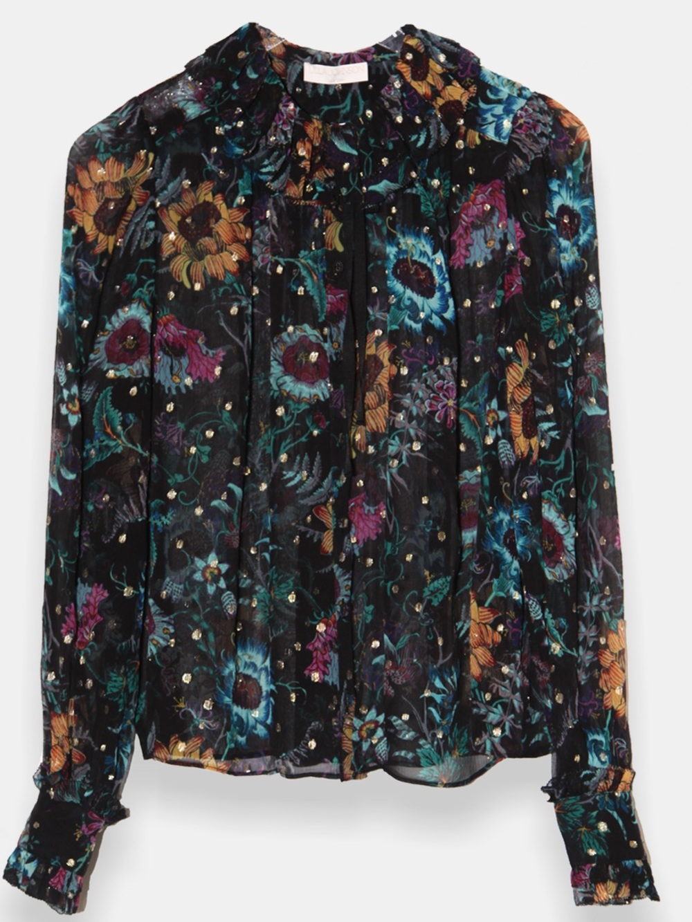 Ulla Johnson Pippa floral-print coupé silk-blend crepon blouse sz 2